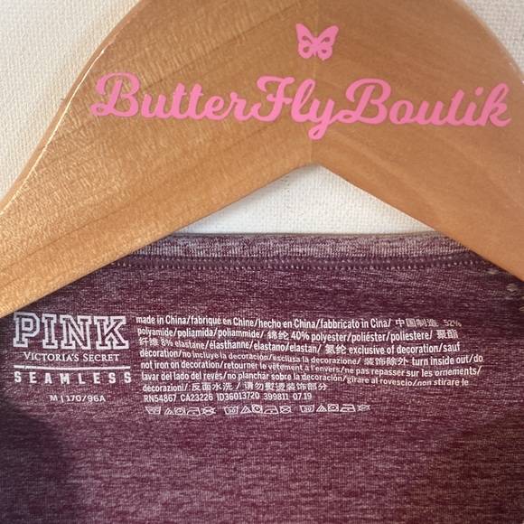 (A2) Pink Victoria's Secret Seamless Workout Cropped Crew Top, Size Medium - Picture 3 of 9